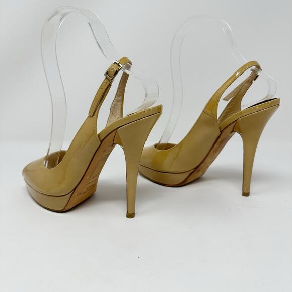Jimmy Choo Nova Patent Leather Slingback Peep Toe Heels - Picture 6 of 12
